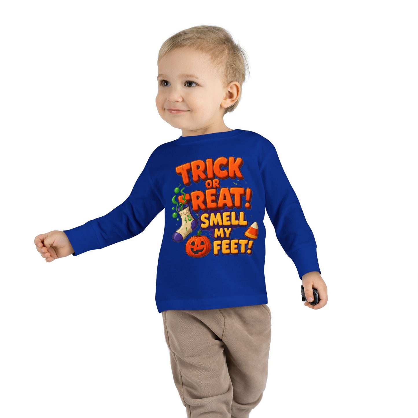 Trick or Treat Smell my Feet Toddler Long Sleeve Tee