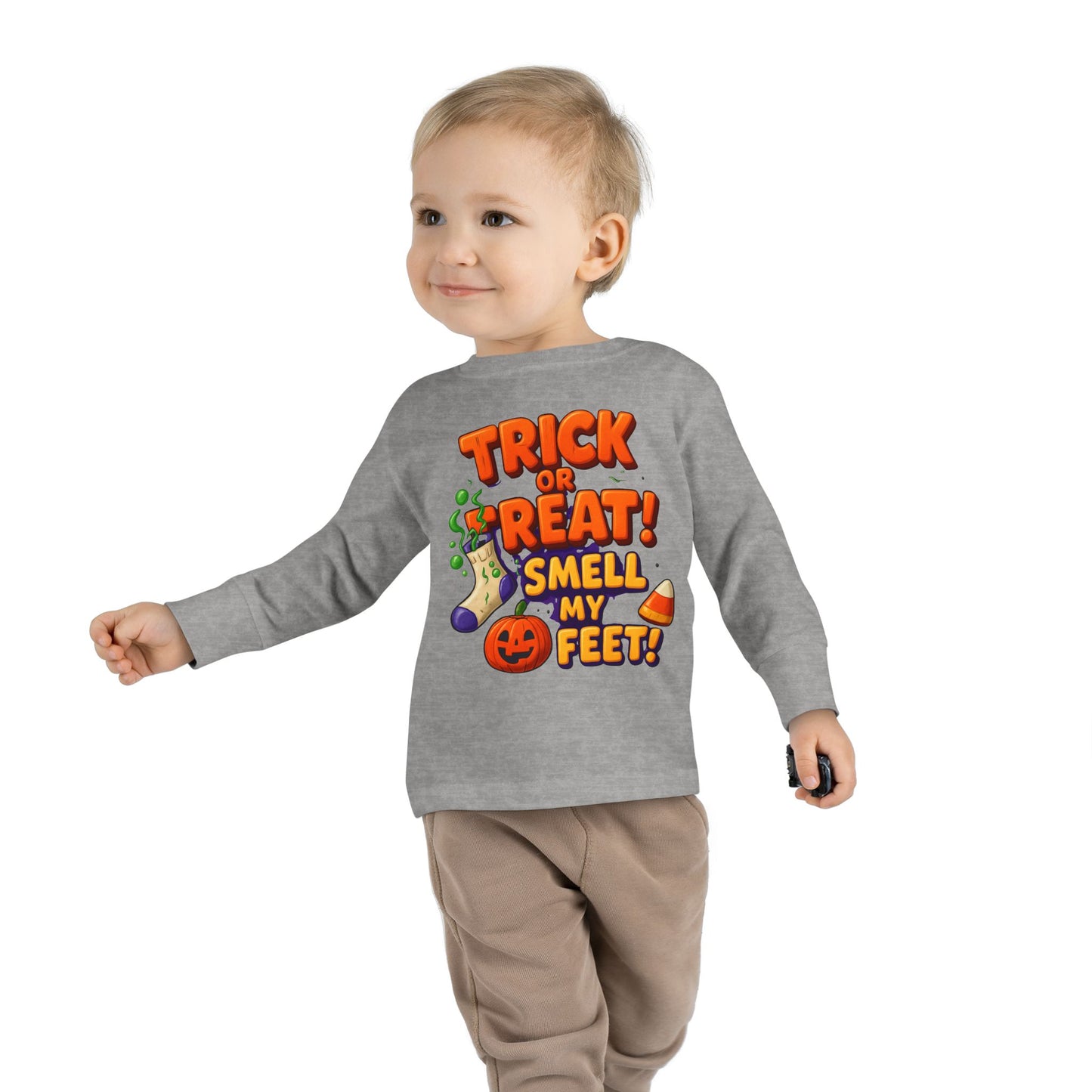 Trick or Treat Smell my Feet Toddler Long Sleeve Tee