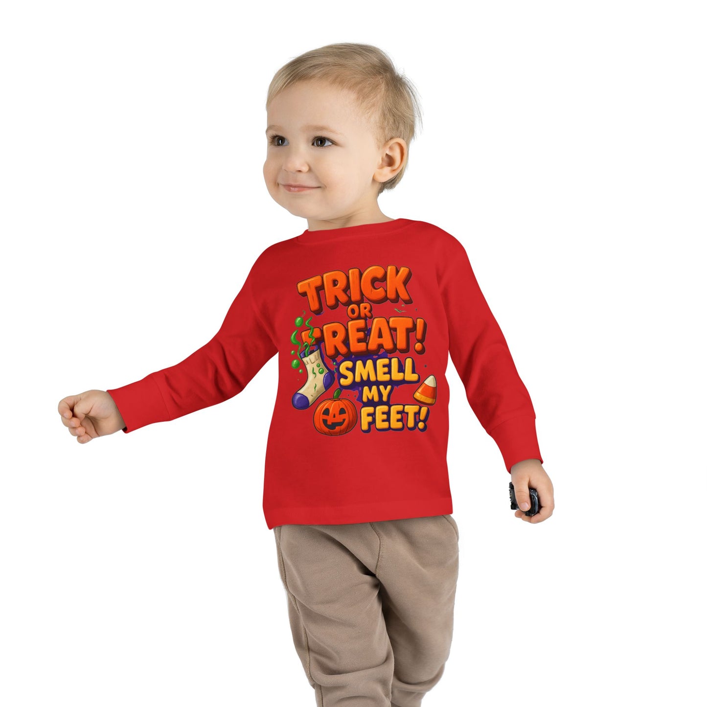 Trick or Treat Smell my Feet Toddler Long Sleeve Tee