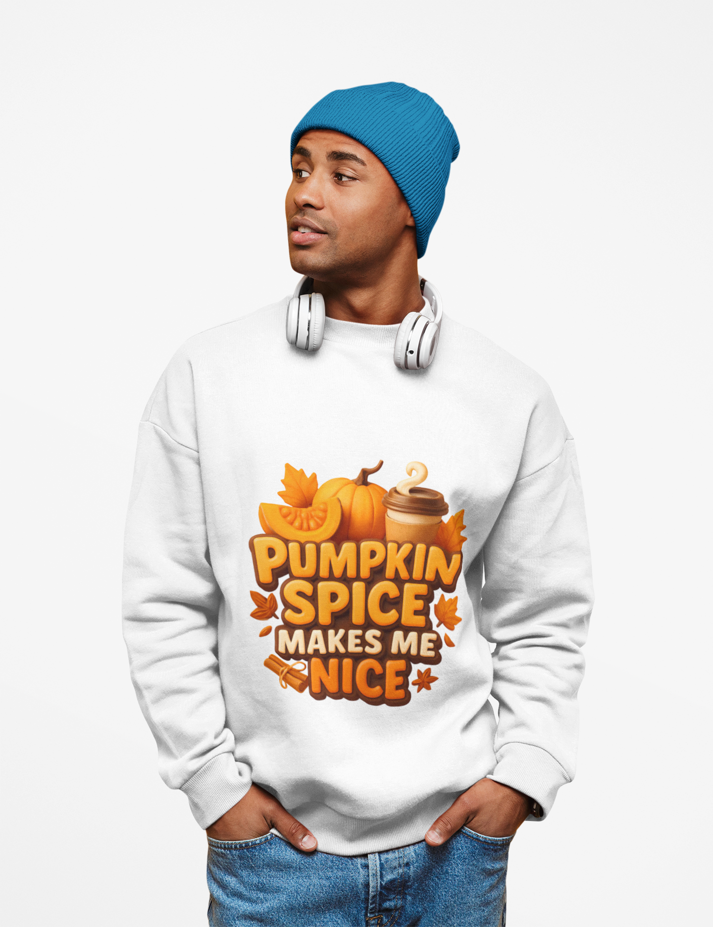 Cotton Fall Vibes Sweatshirt - Pumpkin Spice Makes Me Nice
