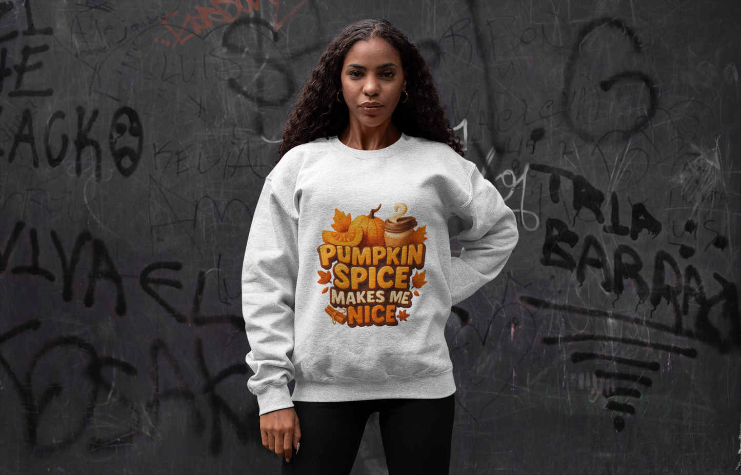 Cotton Fall Vibes Sweatshirt - Pumpkin Spice Makes Me Nice