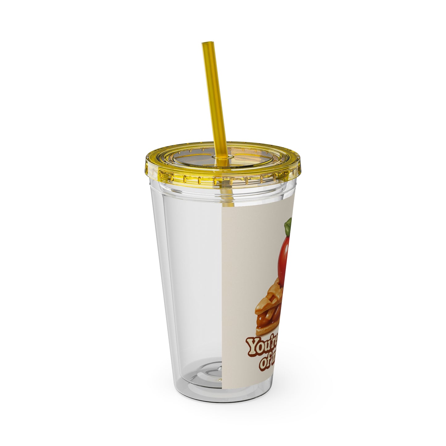 “You’re the apple of my pie.” Tumbler with Straw, 16oz