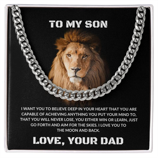 To My Son | I Love You To The Moon & Back -- Cuban Link Chain