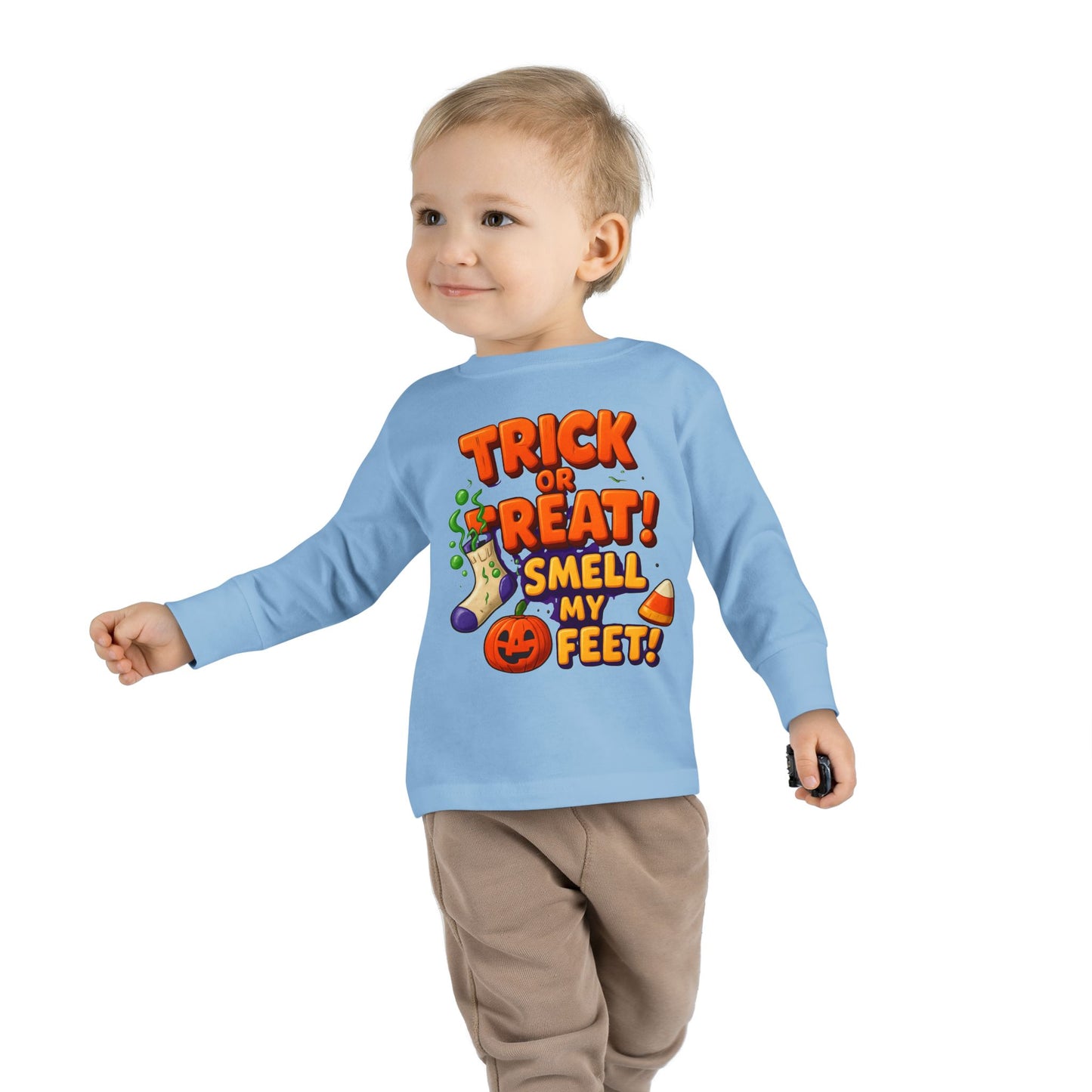 Trick or Treat Smell my Feet Toddler Long Sleeve Tee