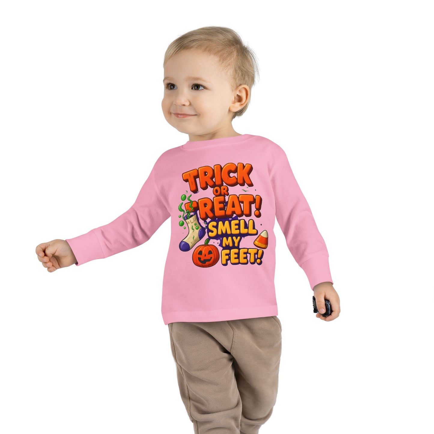 Trick or Treat Smell my Feet Toddler Long Sleeve Tee